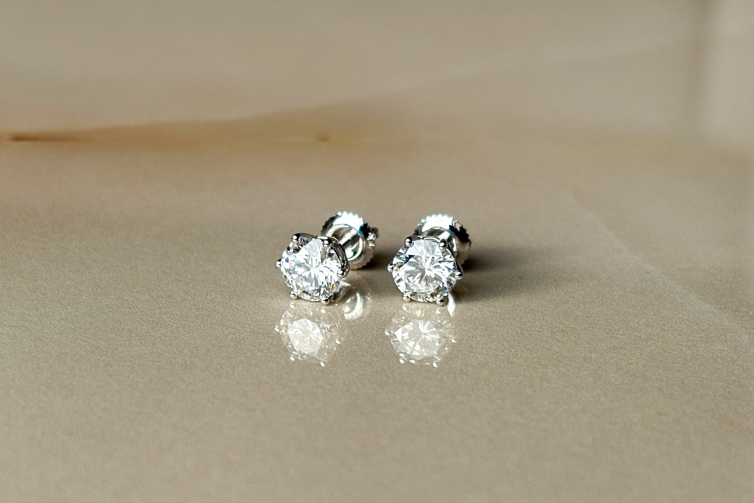 Solitaire Oorstekers 6-Poots · 2.0 ct · 14k Witgoud