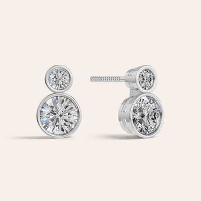 Bezel duo oorbellen · 2.3 ct.
