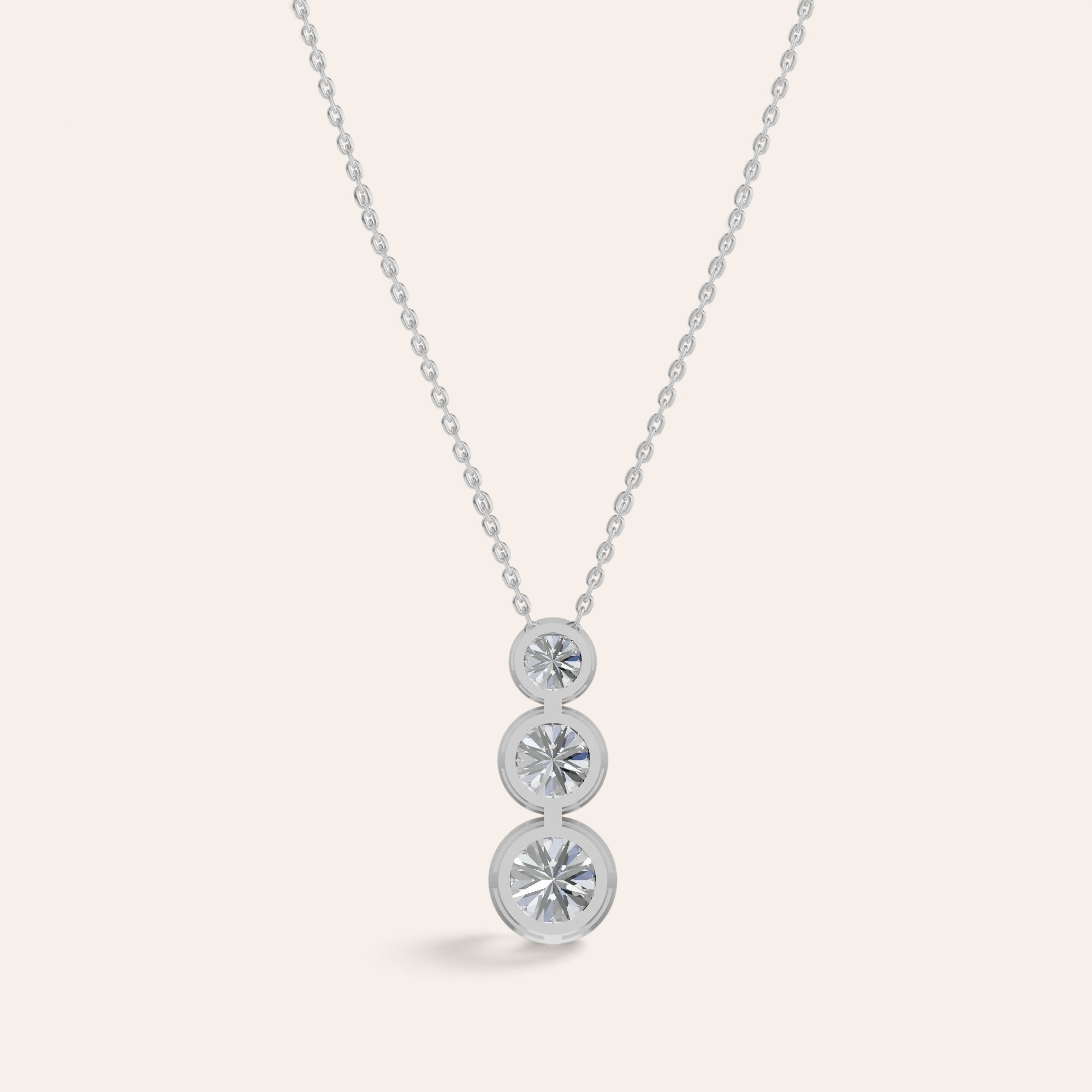 Louèn Diamonds bezel trio collier in 14k witgoud met drie lab-grown diamanten van in totaal 2.0 ct.
