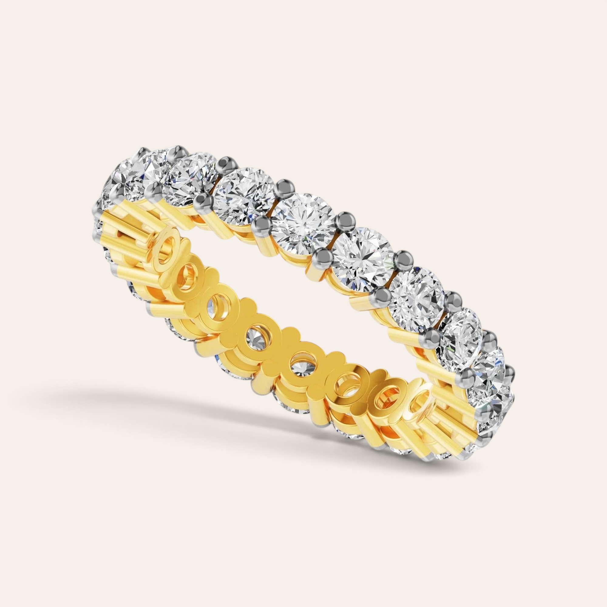 Louèn Diamonds eternity ring van 14k geelgoud met 2.8 ct briljant geslepen diamanten in een tijdloze zetting.