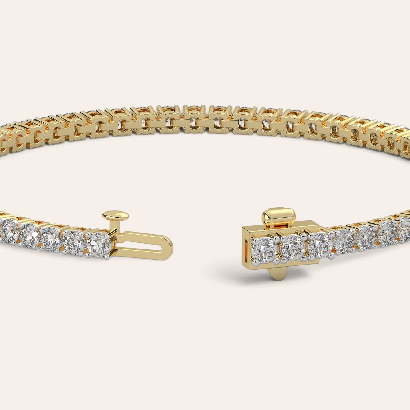 Louèn Diamonds tennisarmband van 14k geelgoud met 4,6 karaat fonkelende diamanten en een veilige kliksluiting.