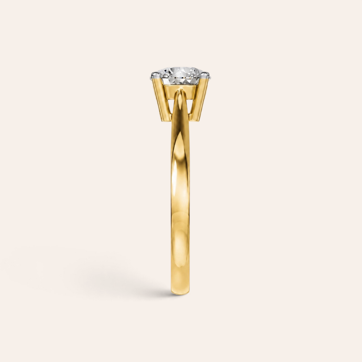 Louèn Diamonds solitaire verlovingsring met ronde 0.5 ct diamant in 14k goud, zijaanzicht