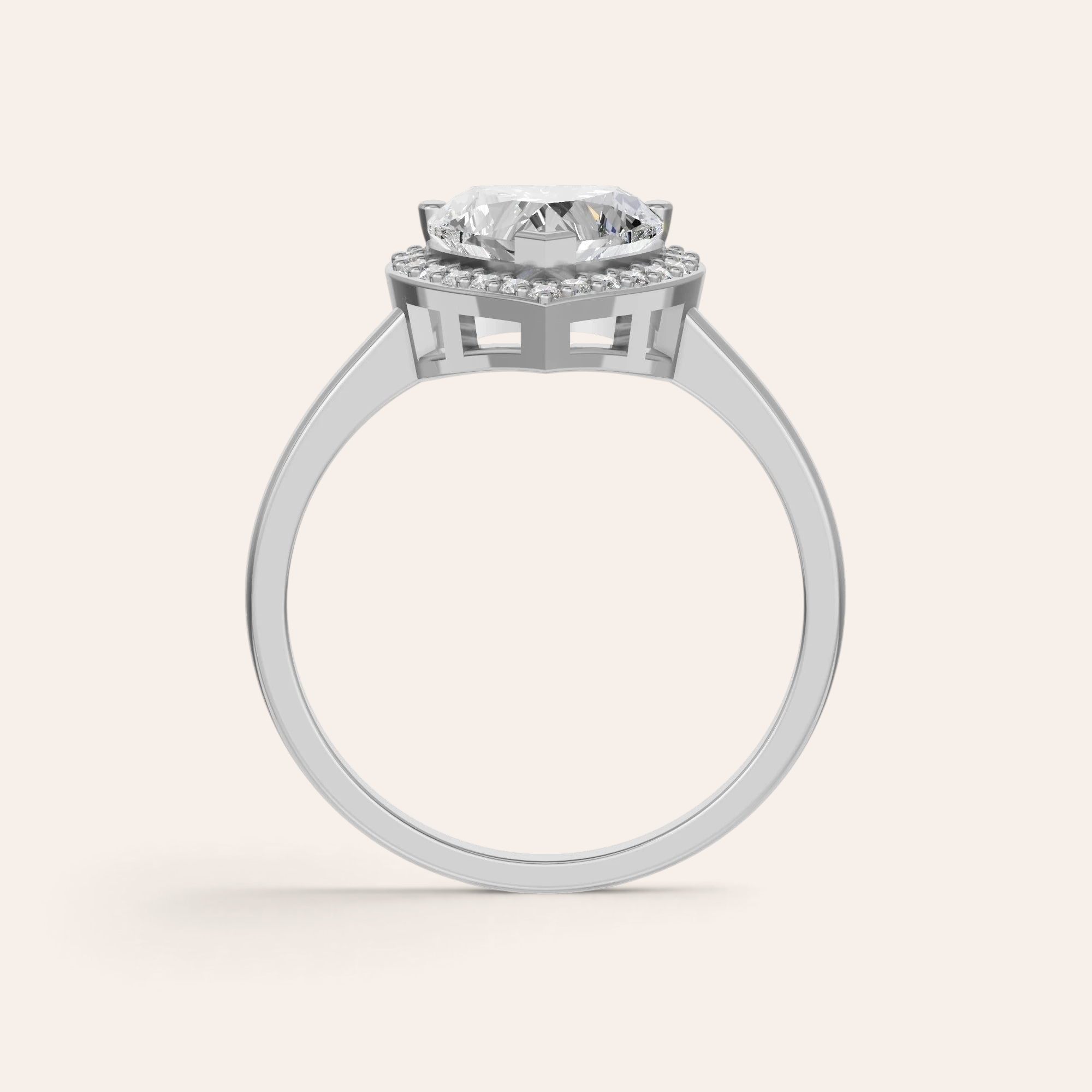Louèn Diamonds hartvormige halo verlovingsring van 14k witgoud met een centrale 2.5 ct diamant en zijstenen