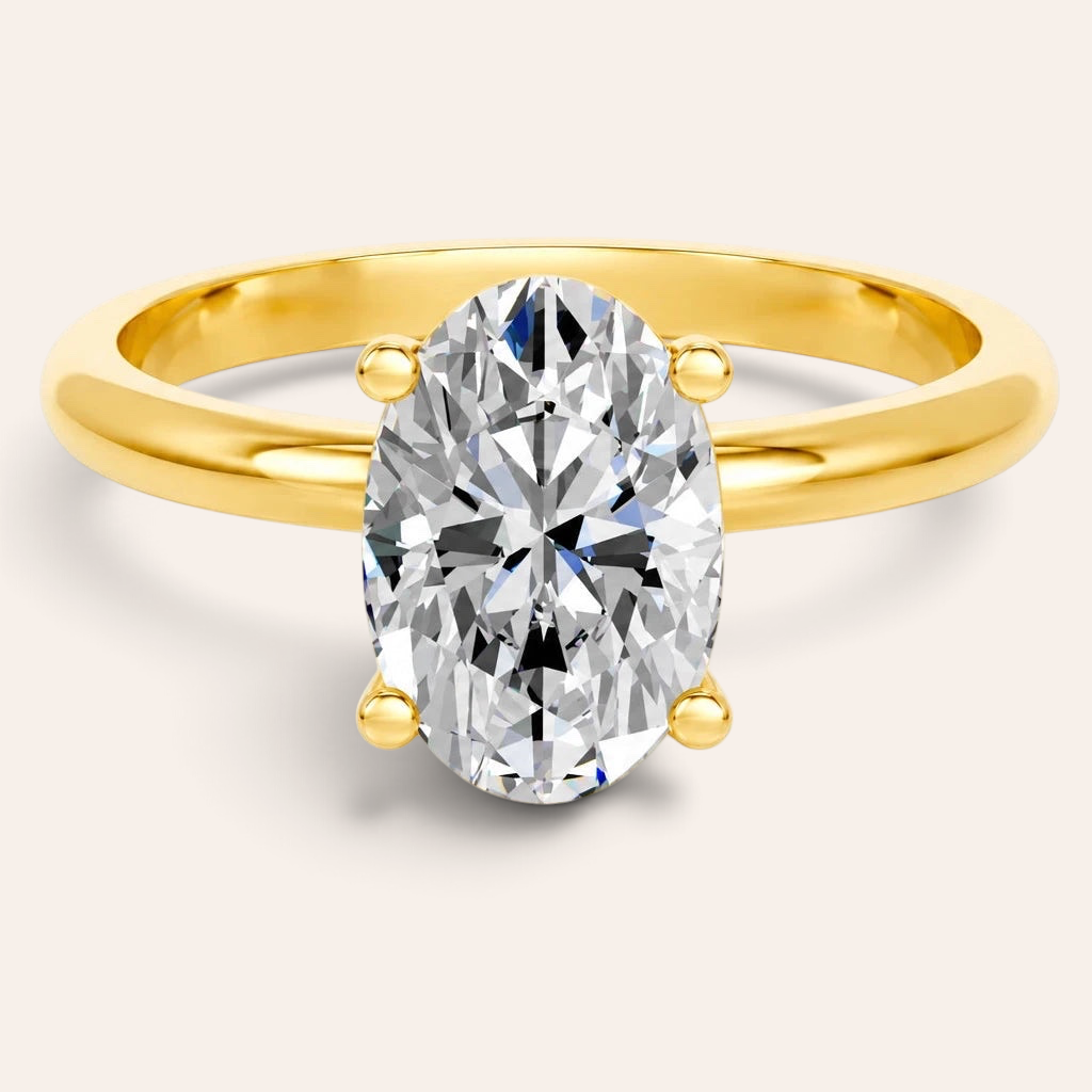 Louèn Diamonds ovale solitaire verlovingsring met 2.0 karaat lab-grown diamant in 14 karaat geelgoud