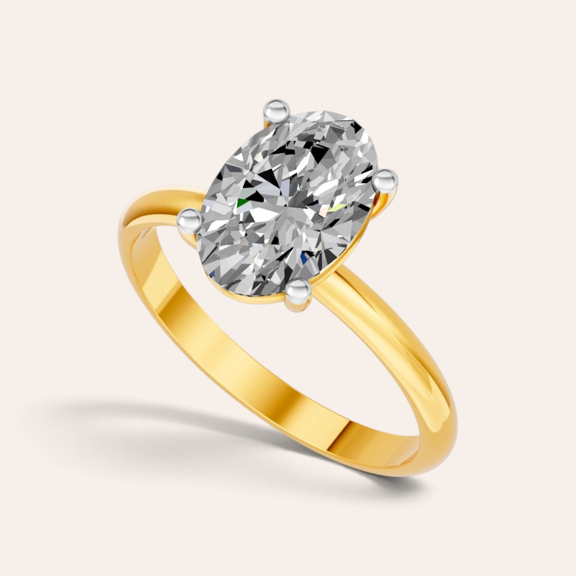 Louèn Diamonds ovale solitaire verlovingsring van 14 karaats geelgoud met een 2.0 karaat lab-grown diamant