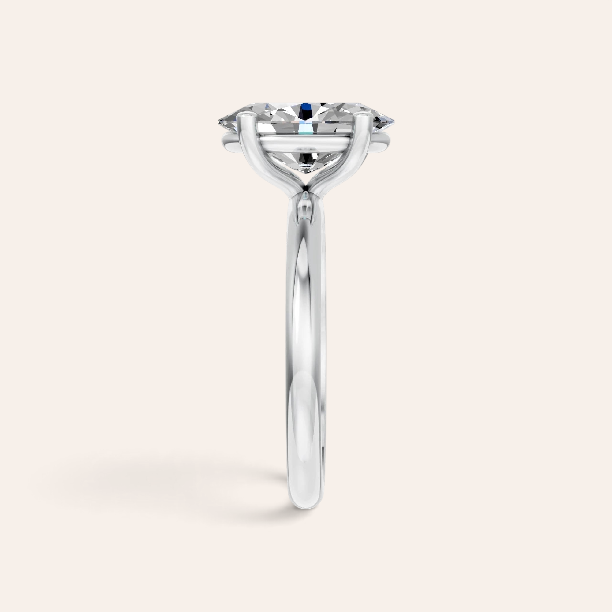 Louèn Diamonds solitaire verlovingsring met 2.0 ct ovale lab grown diamant in 14k witgoud, zijaanzicht
