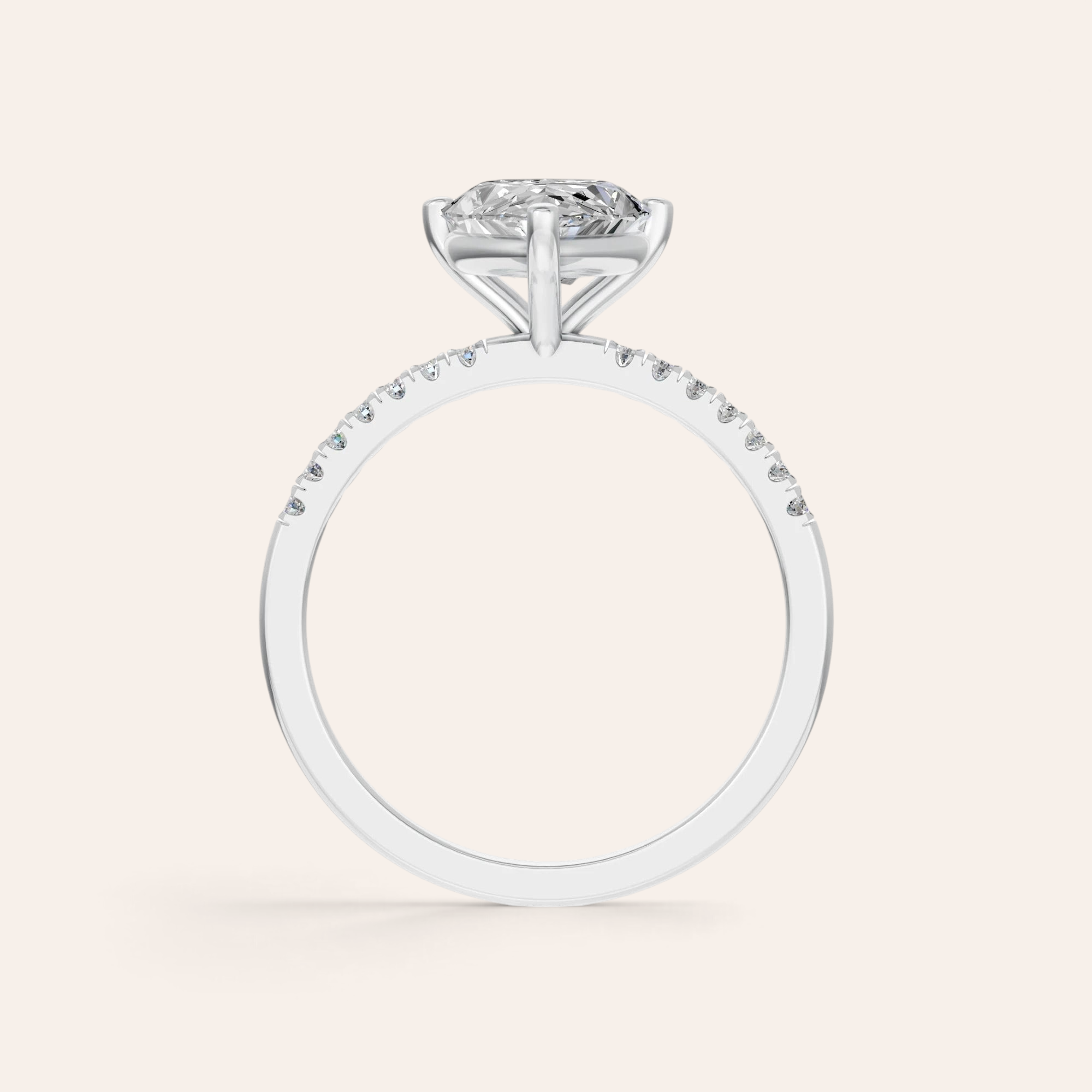 Louèn Diamonds 14k witgouden verlovingsring met 2.5 ct peervormige lab grown diamant en pavé gezette band