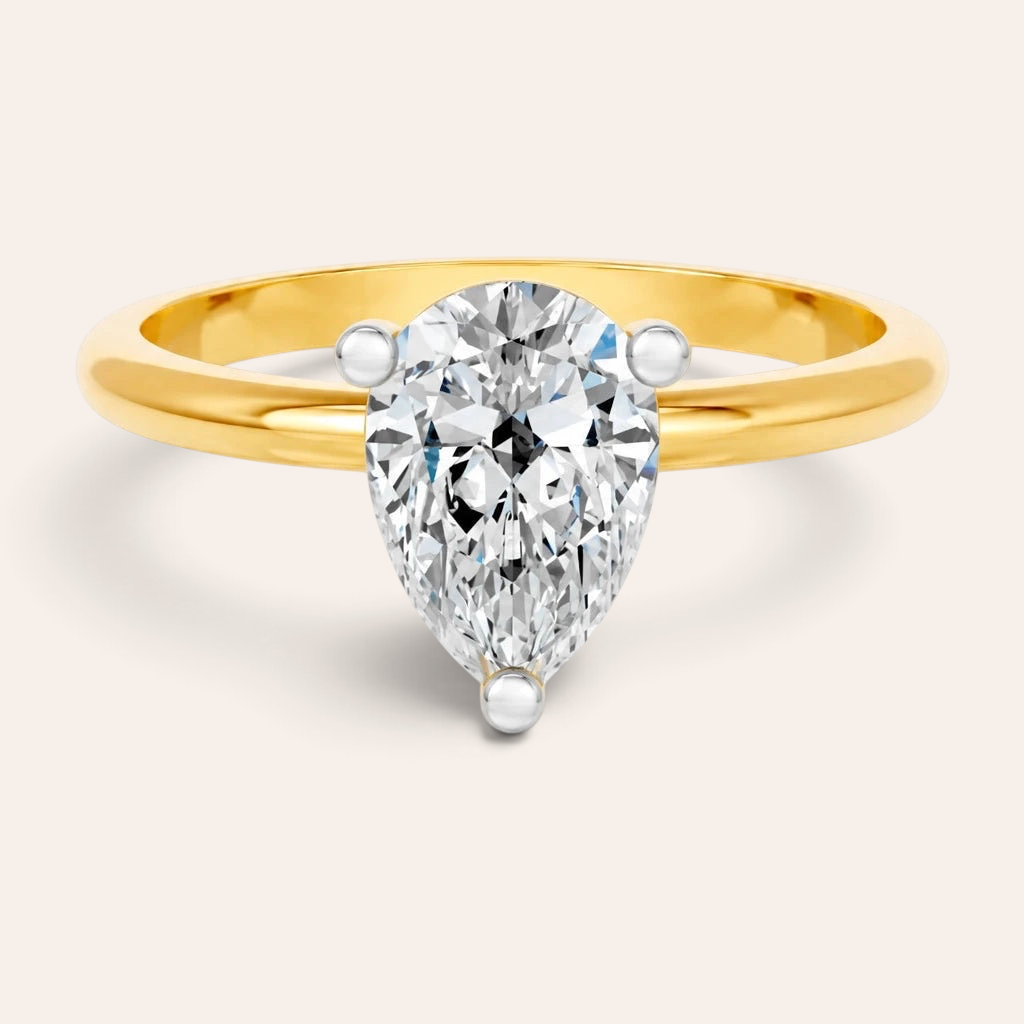 Louèn Diamonds solitaire verlovingsring met 2.0 ct peervormige lab grown diamant in 14k geelgoud
