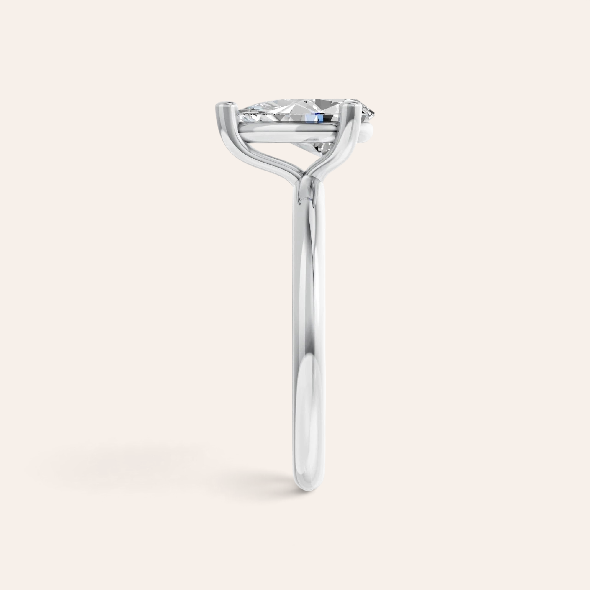 Louèn Diamonds solitaire verlovingsring met peervormige lab grown diamant in 14k witgoud, zijaanzicht.