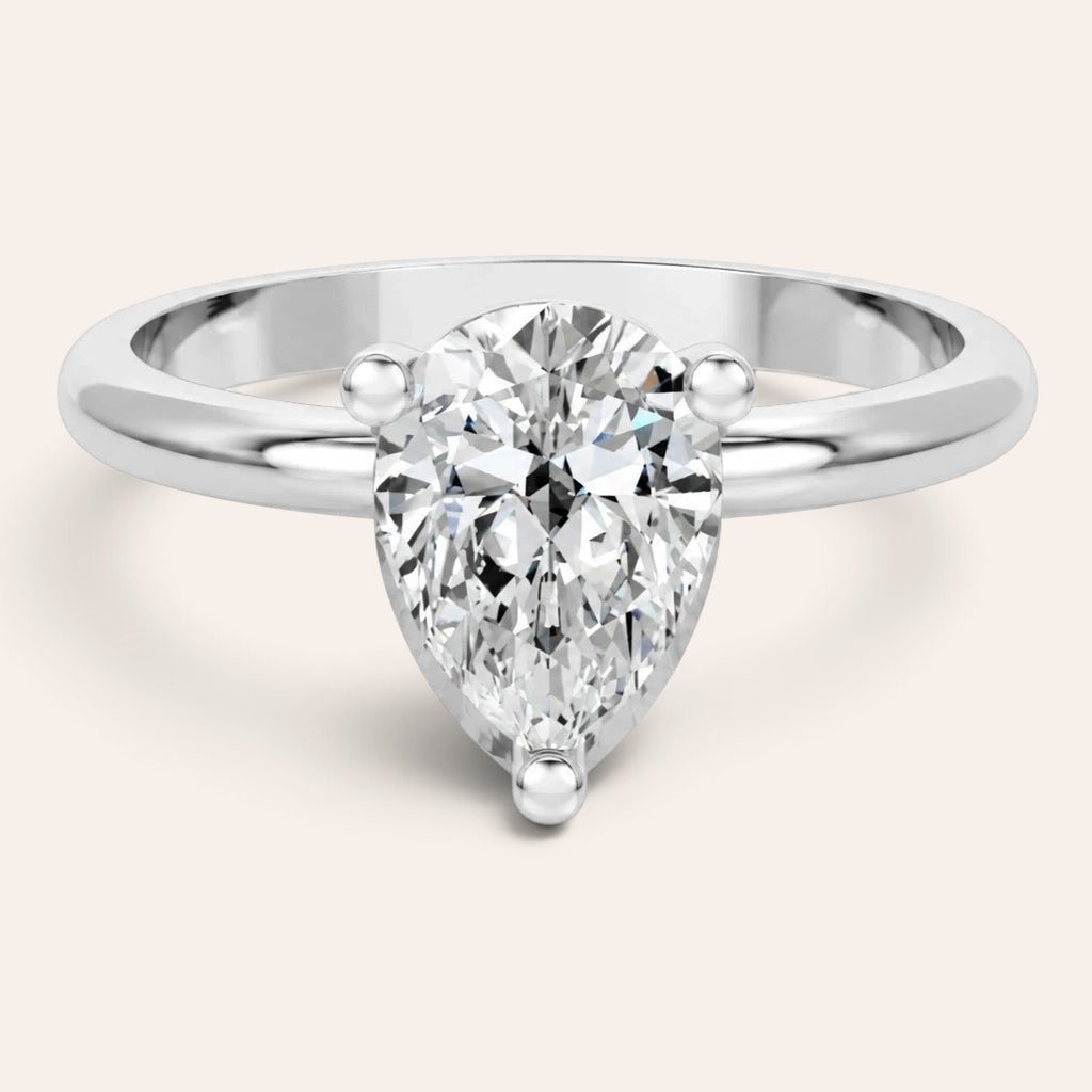 Louèn Diamonds solitaire verlovingsring met 2.0 ct peervormige lab grown diamant in 14k witgoud