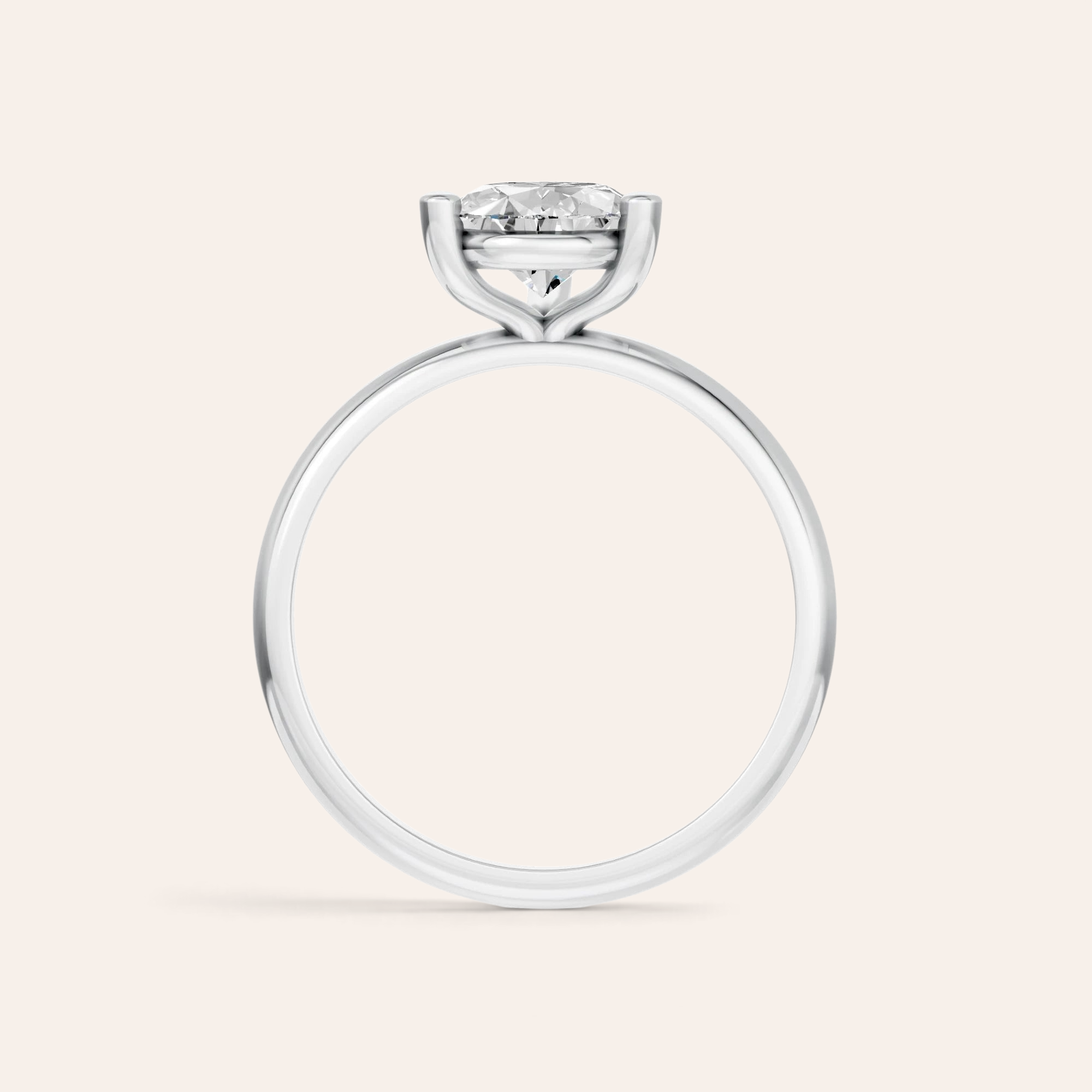 Louèn Diamonds solitaire verlovingsring met 2.0 ct peervormige lab grown diamant in 14k witgoud, zijaanzicht
