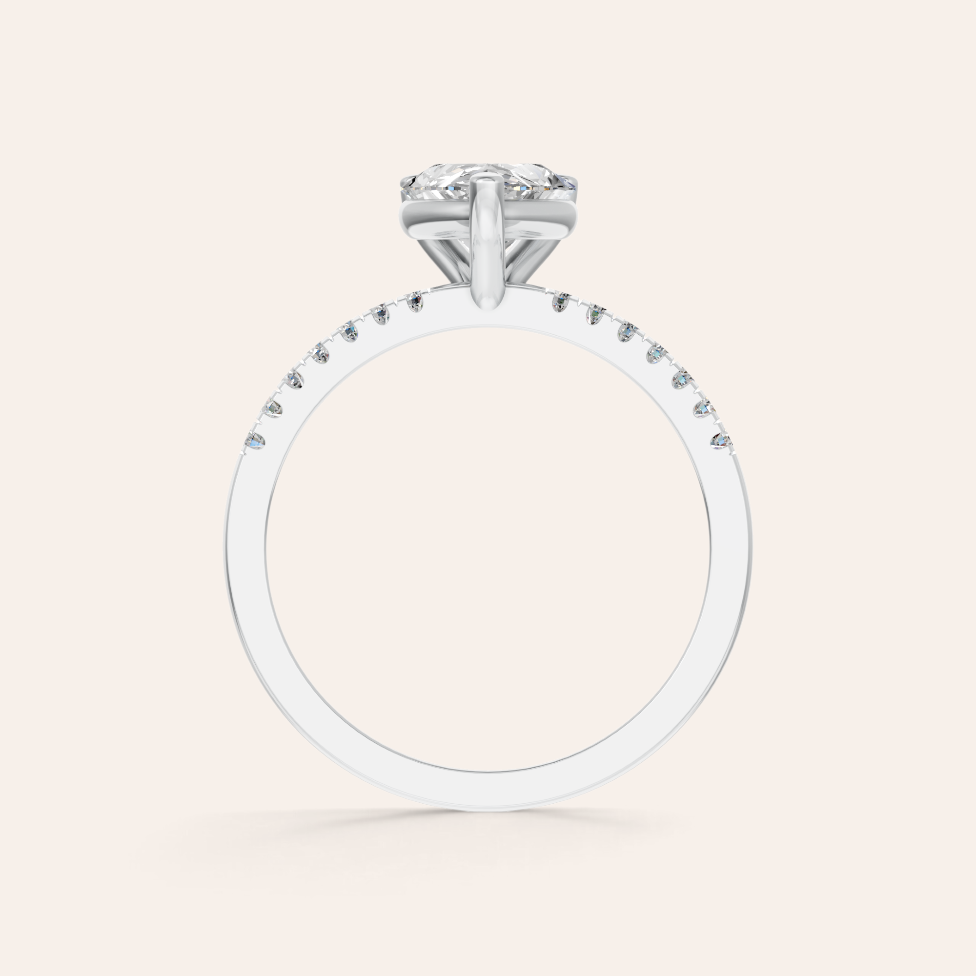 Louèn Diamonds 14k witgouden verlovingsring met peervormige lab grown diamant en pavé gezette band