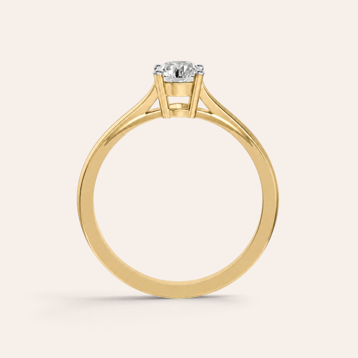 Louèn Diamonds solitaire verlovingsring met ronde 0.5 ct diamant in 14k geelgoud, klassiek en tijdloos ontwerp.