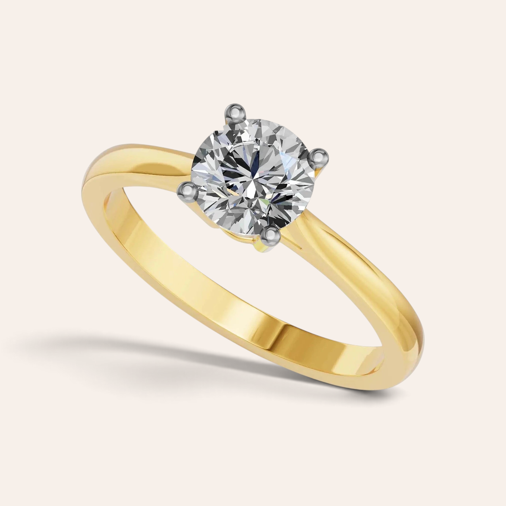 Louèn Diamonds solitaire verlovingsring met 1.0 karaat ronde diamant gezet in 14k geelgoud