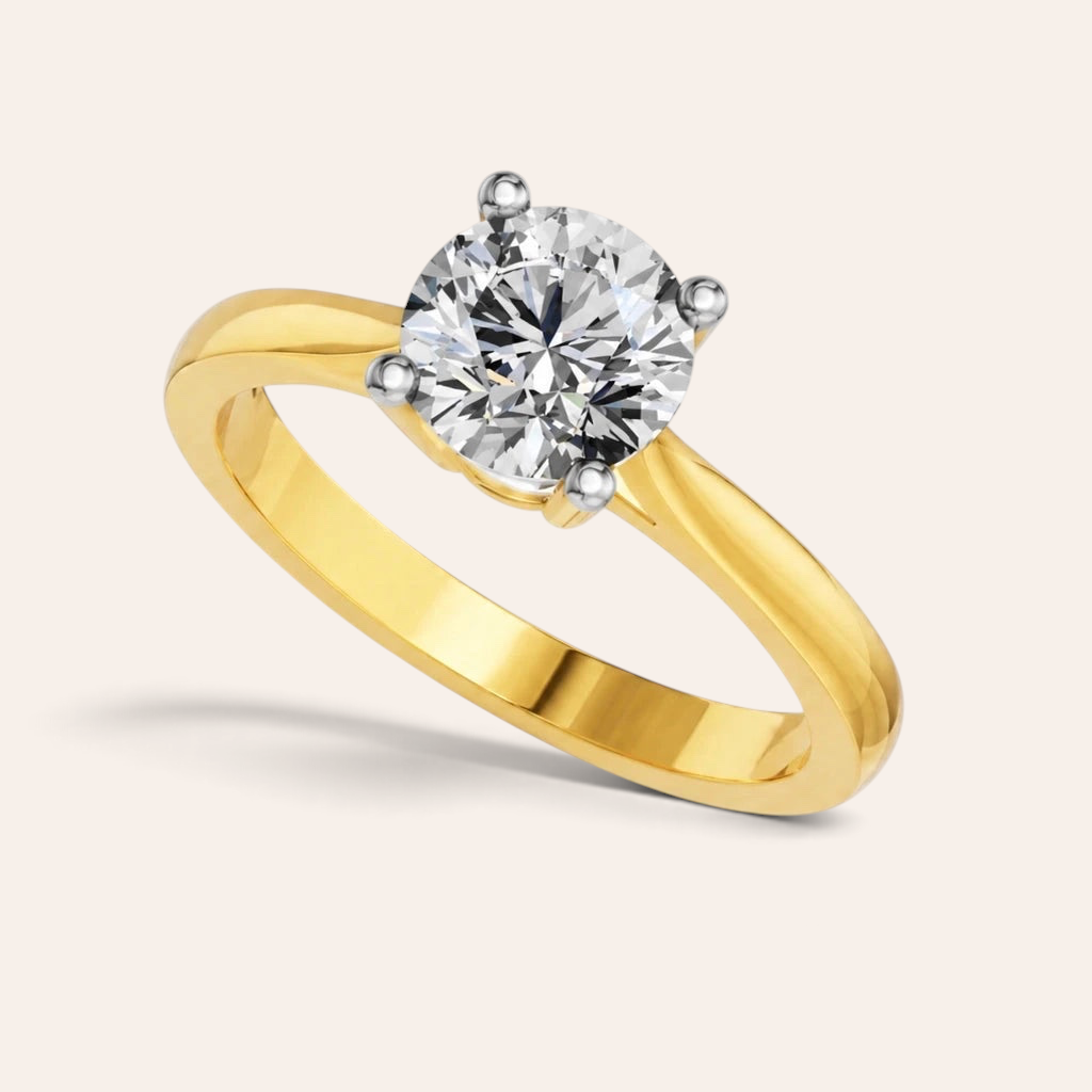 Louèn Diamonds solitaire verlovingsring van 14k geelgoud met een ronde 1.5 karaat lab-grown diamant
