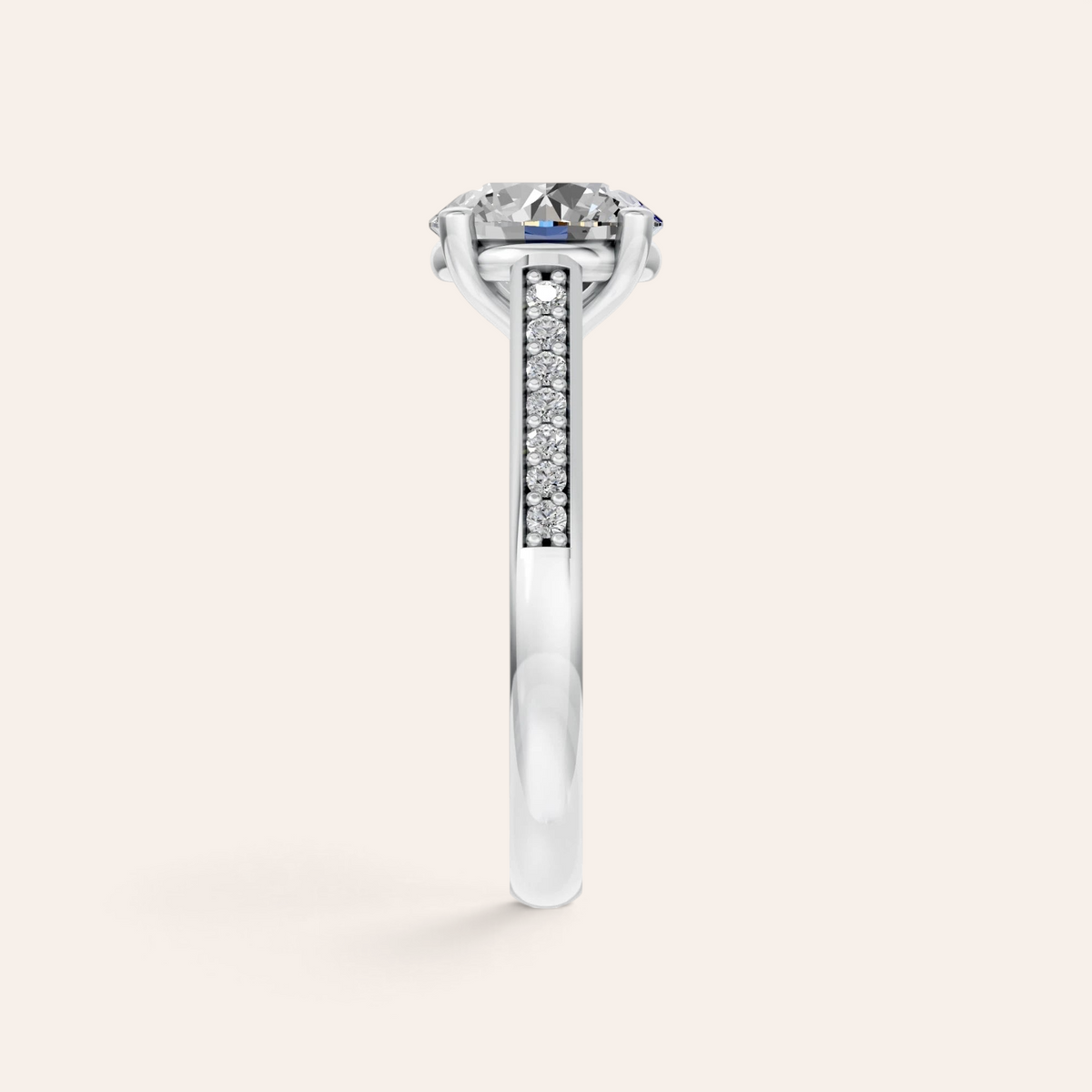 Louèn Diamonds ronde solitaire verlovingsring van 14 karaats goud met 2.0 karaat lab-grown diamant en pavé band