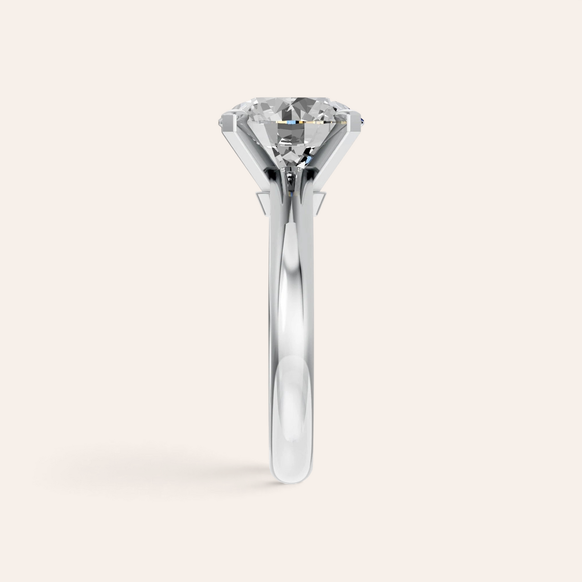 Louèn Diamonds solitaire verlovingsring met 4.0 karaat ronde lab-grown diamant in 14 karaats witgouden vier-poots zetting
