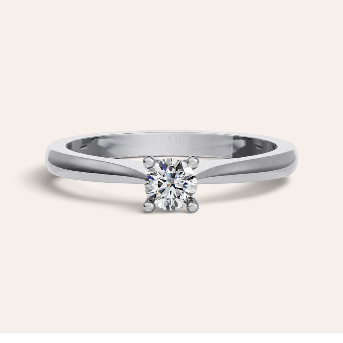 Louèn Diamonds solitaire verlovingsring van 14k witgoud met een ronde 0,5 karaat diamant in een klassieke zetting.