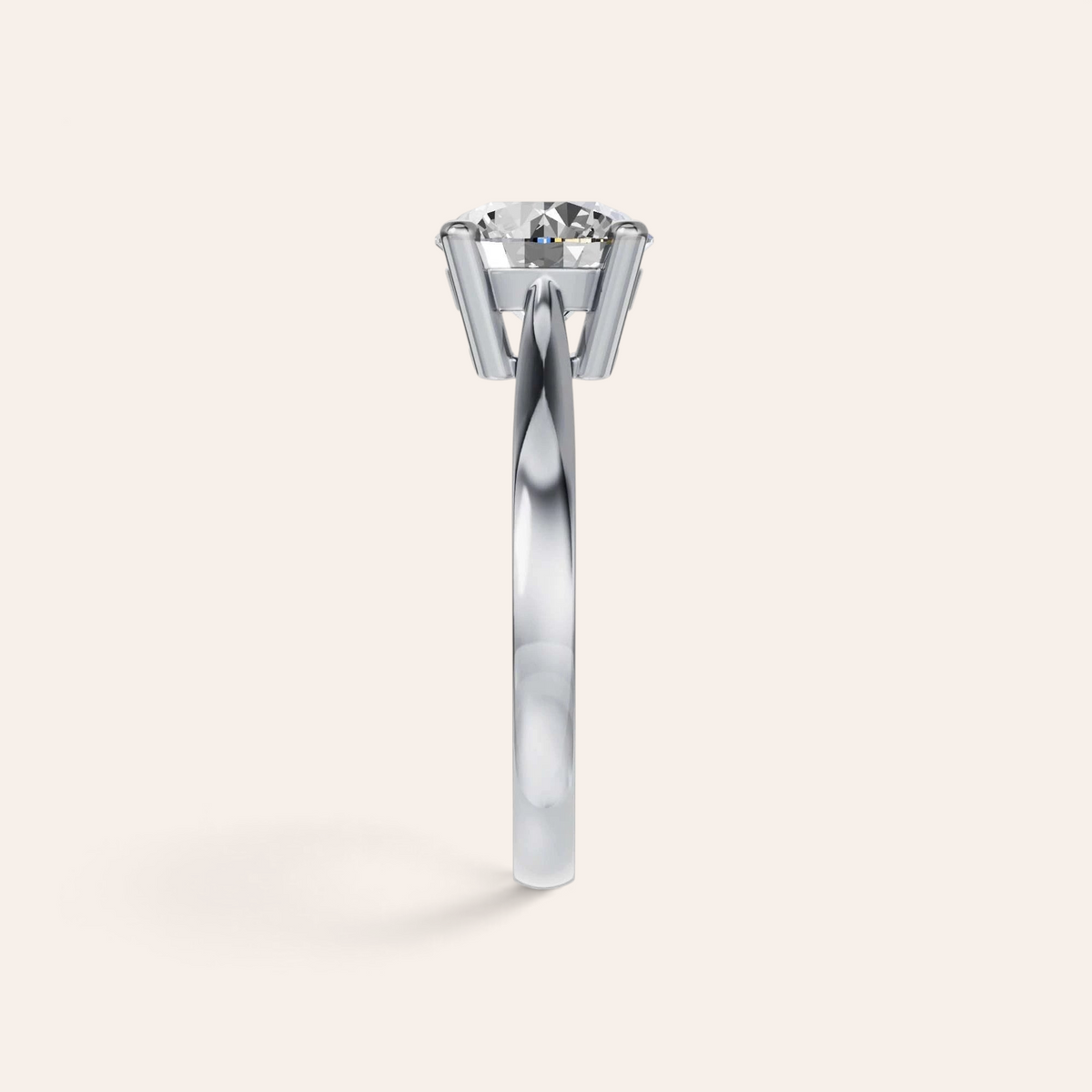 Louèn Diamonds solitaire verlovingsring met 2.0 karaat ronde diamant in 14k witgoud, zijaanzicht