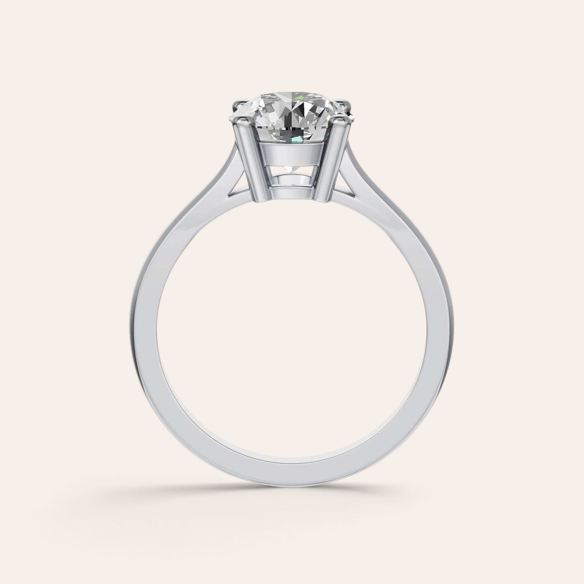 Louèn Diamonds solitaire verlovingsring met 2.0 karaat ronde diamant in 14k witgoud, zijaanzicht