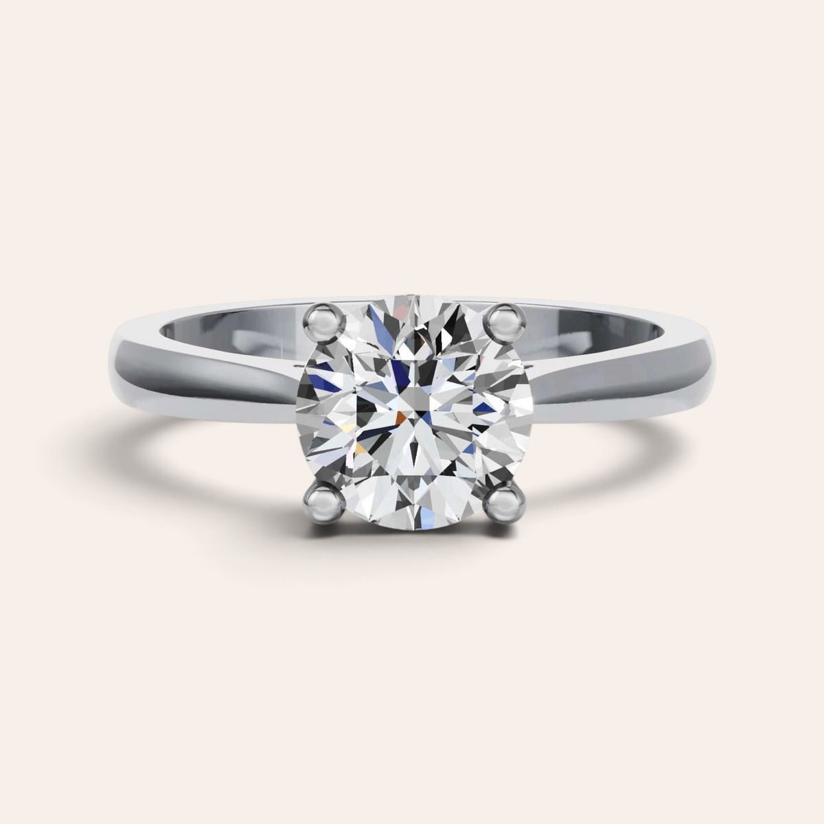 Louèn Diamonds solitaire verlovingsring met 2.0 karaat ronde diamant in 14k witgoud, tijdloos en elegant ontwerp.