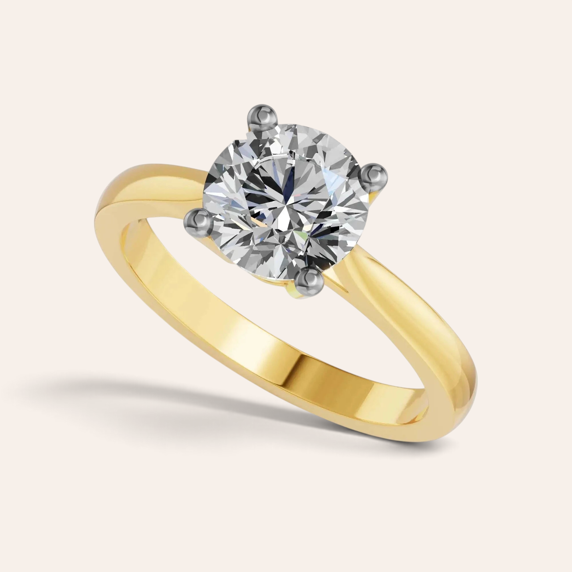 Louèn Diamonds solitaire verlovingsring met 2.0 karaat ronde diamant in 14k geelgoud