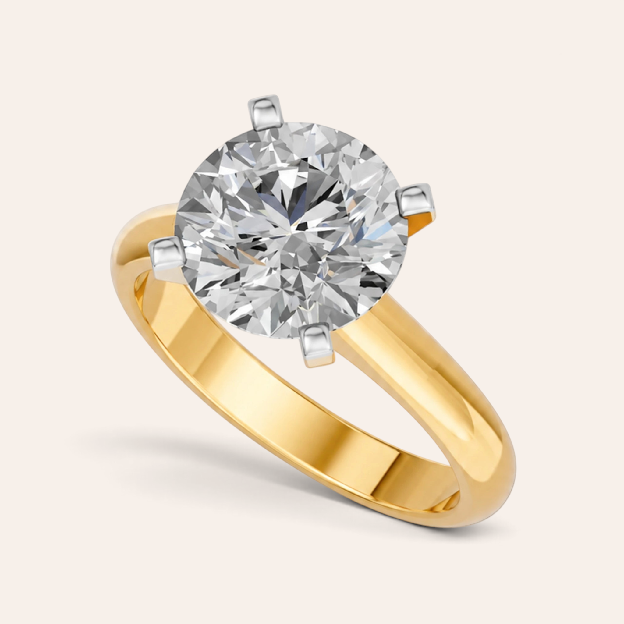 Louèn Diamonds solitaire verlovingsring met 4.0 karaat ronde lab-grown diamant in 14 karaat geelgoud