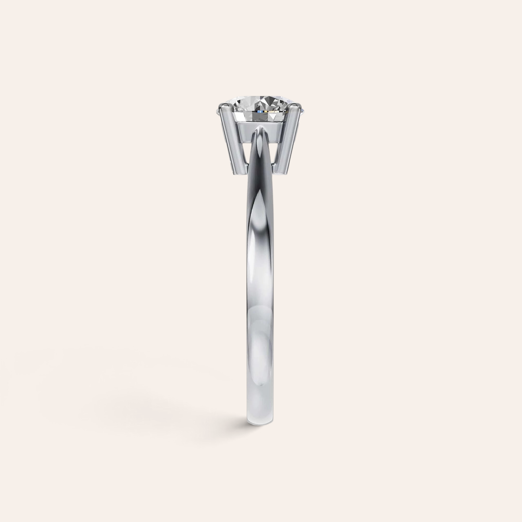 Louèn Diamonds solitaire verlovingsring van 14k witgoud met een ronde 1,5 karaat diamant, zijaanzicht