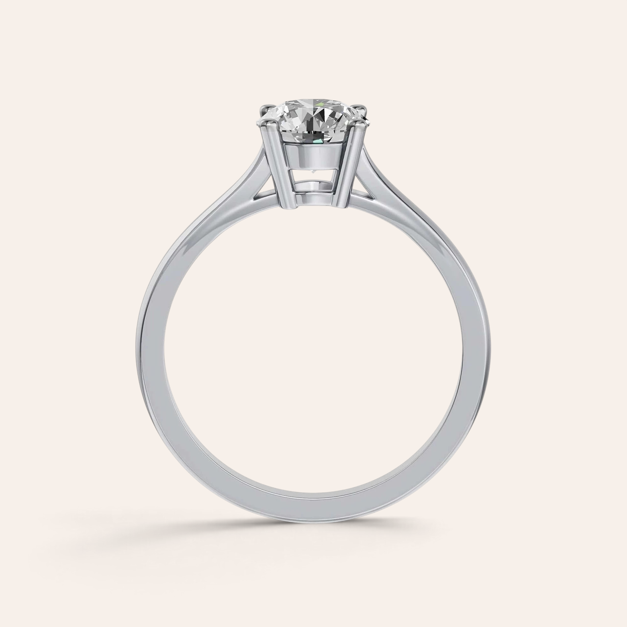 Louèn Diamonds solitaire verlovingsring van 14k witgoud met een ronde 1,5 karaat diamant in een klassieke zetting.