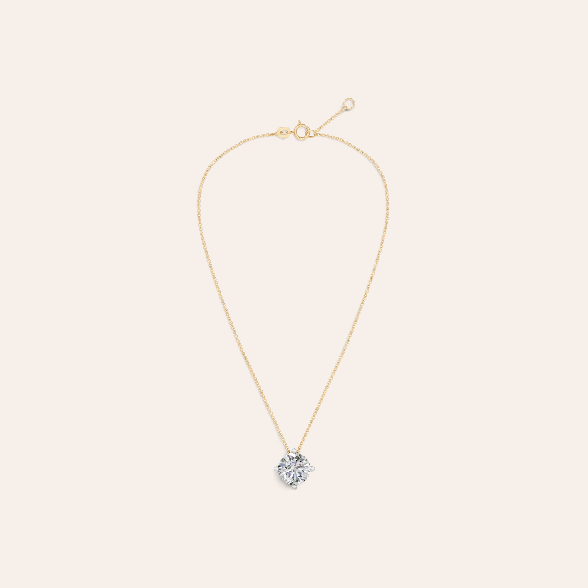 Louèn Diamonds solitaire collier met 3.0 ct lab-grown diamant in 14k geelgoud met zwevend effect