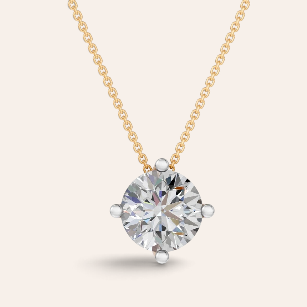 Louèn Diamonds solitaire collier met 3.0 ct lab-grown diamant in 14k geelgoud met zwevende zetting