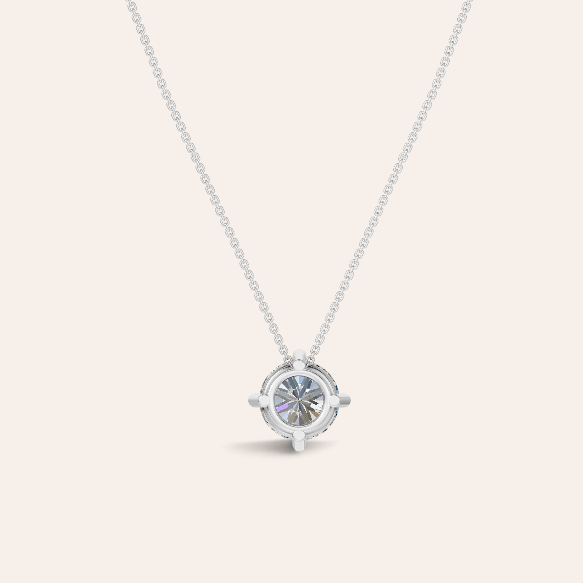 Louèn Diamonds solitaire collier van 14k witgoud met een 3.0 ct lab-grown diamant in een verfijnde zetting.
