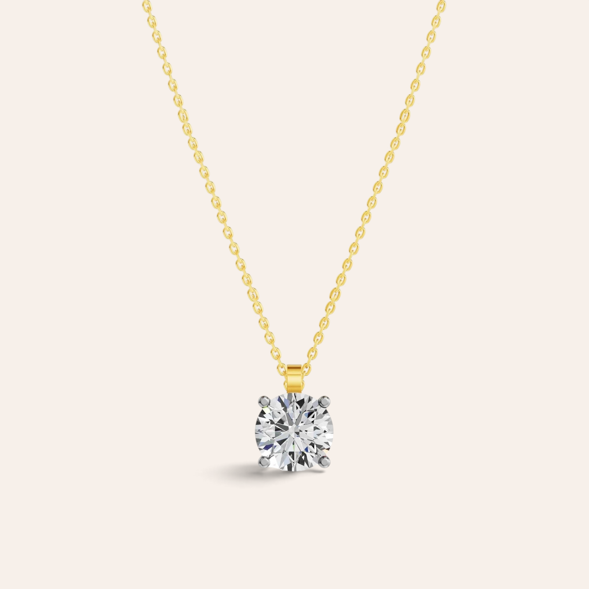 Louèn Diamonds solitaire collier met 2.0 karaat diamant in 14k geelgouden zetting aan een fijne ketting.
