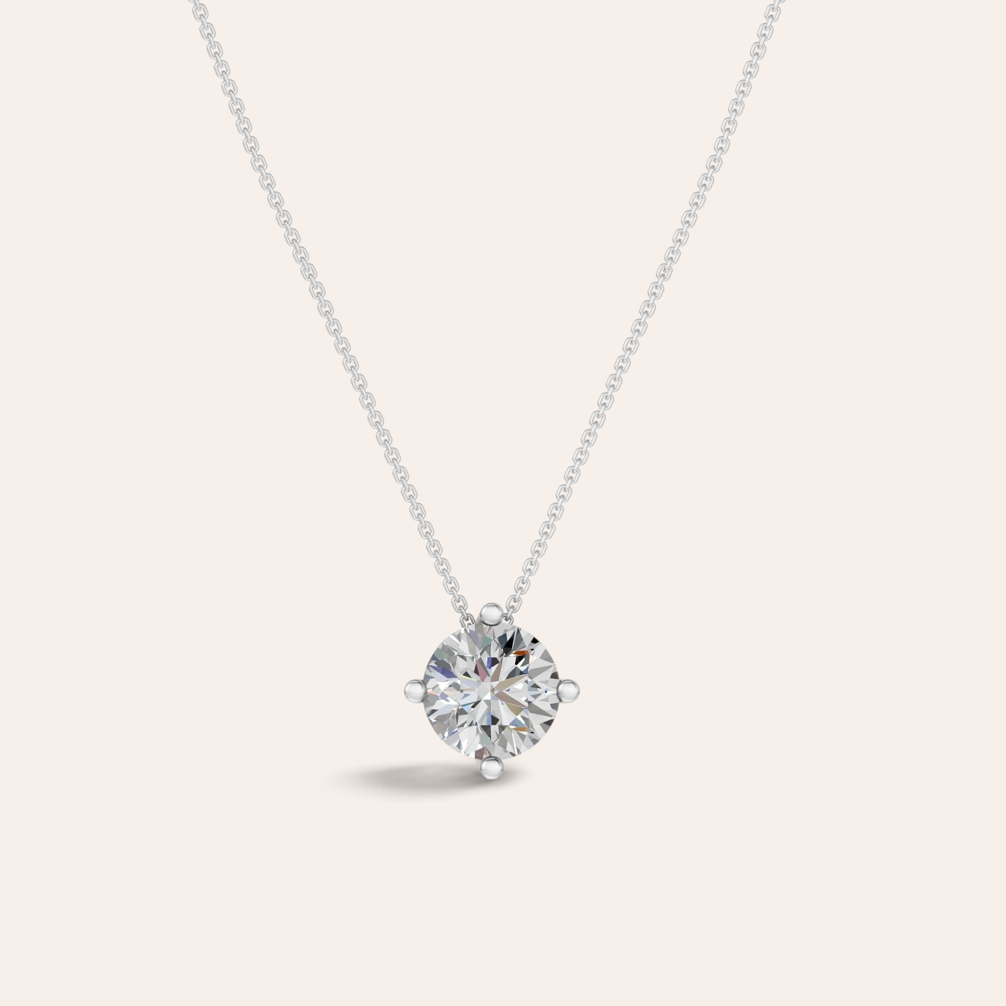 Louèn Diamonds solitaire collier met 3.0 ct lab-grown diamant in 14k witgoud met verfijnde ketting.