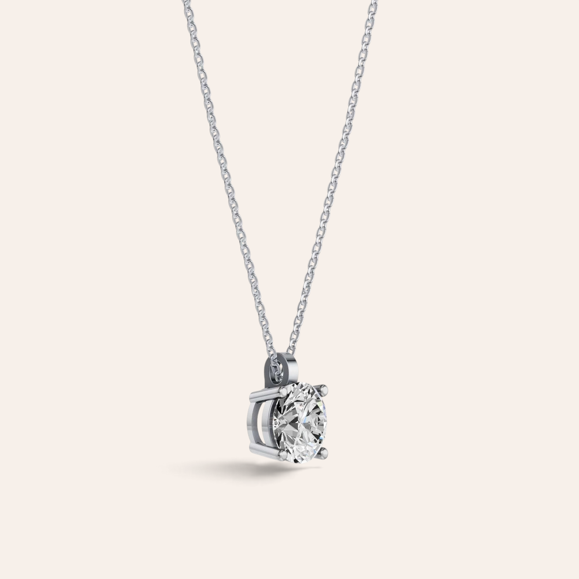 Louèn Diamonds solitaire collier met 2.5 karaat diamant in 14k witgoud aan een verfijnde ketting