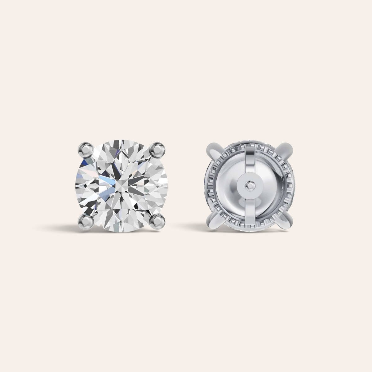 Louèn Diamonds solitaire oorbellen met 2.5 ct lab-grown diamanten in een 14k witgouden 4-poots zetting