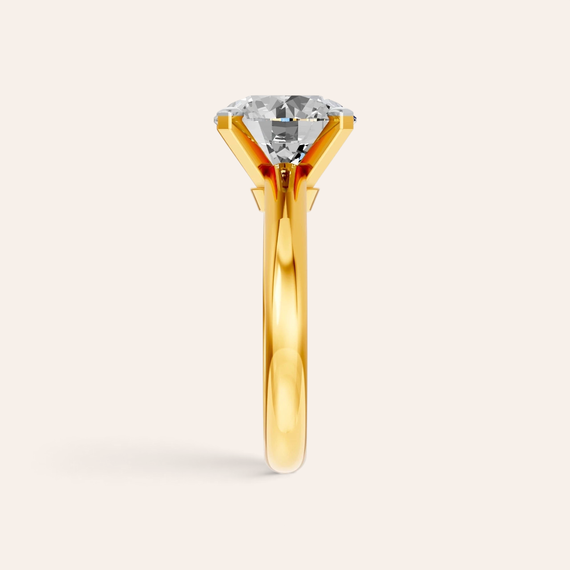 Louèn Diamonds solitaire verlovingsring met 4.0 karaat lab-grown diamant in 14 karaat geelgoud, zijaanzicht