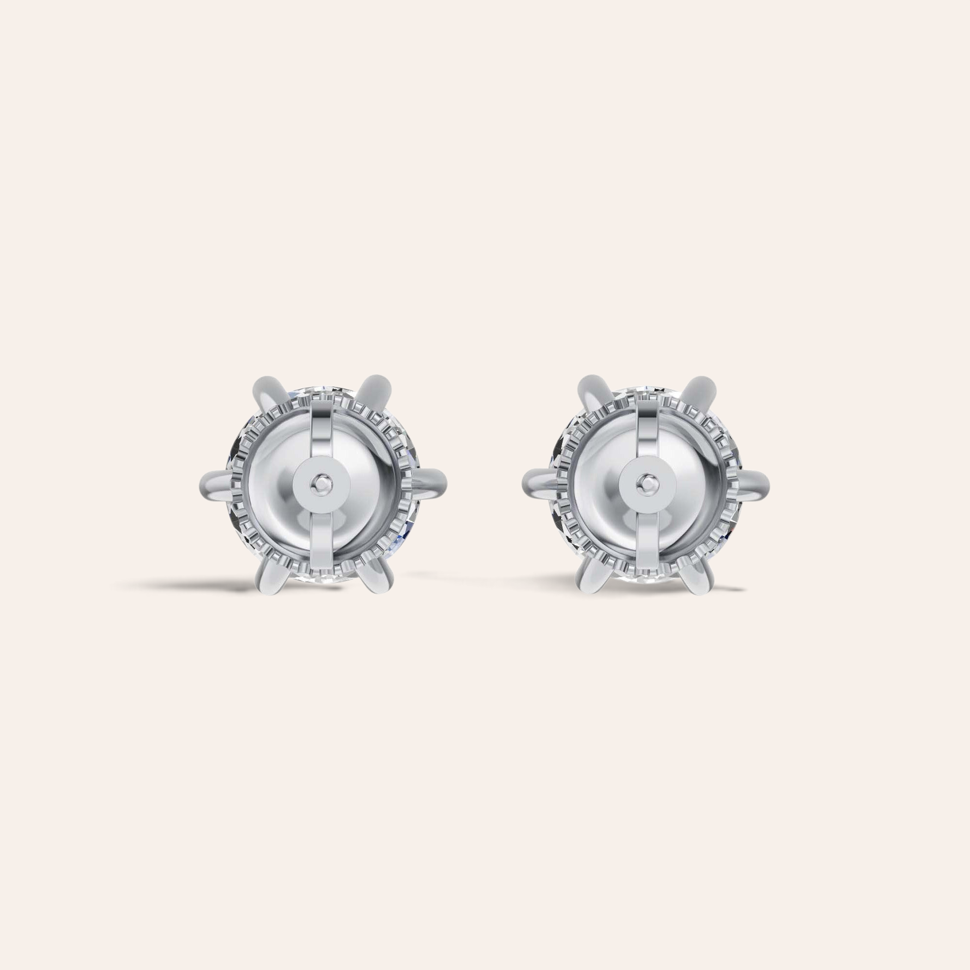 Louèn Diamonds solitaire oorbellen met 2.5 karaat diamant in 14k witgoud met zes-poots zetting
