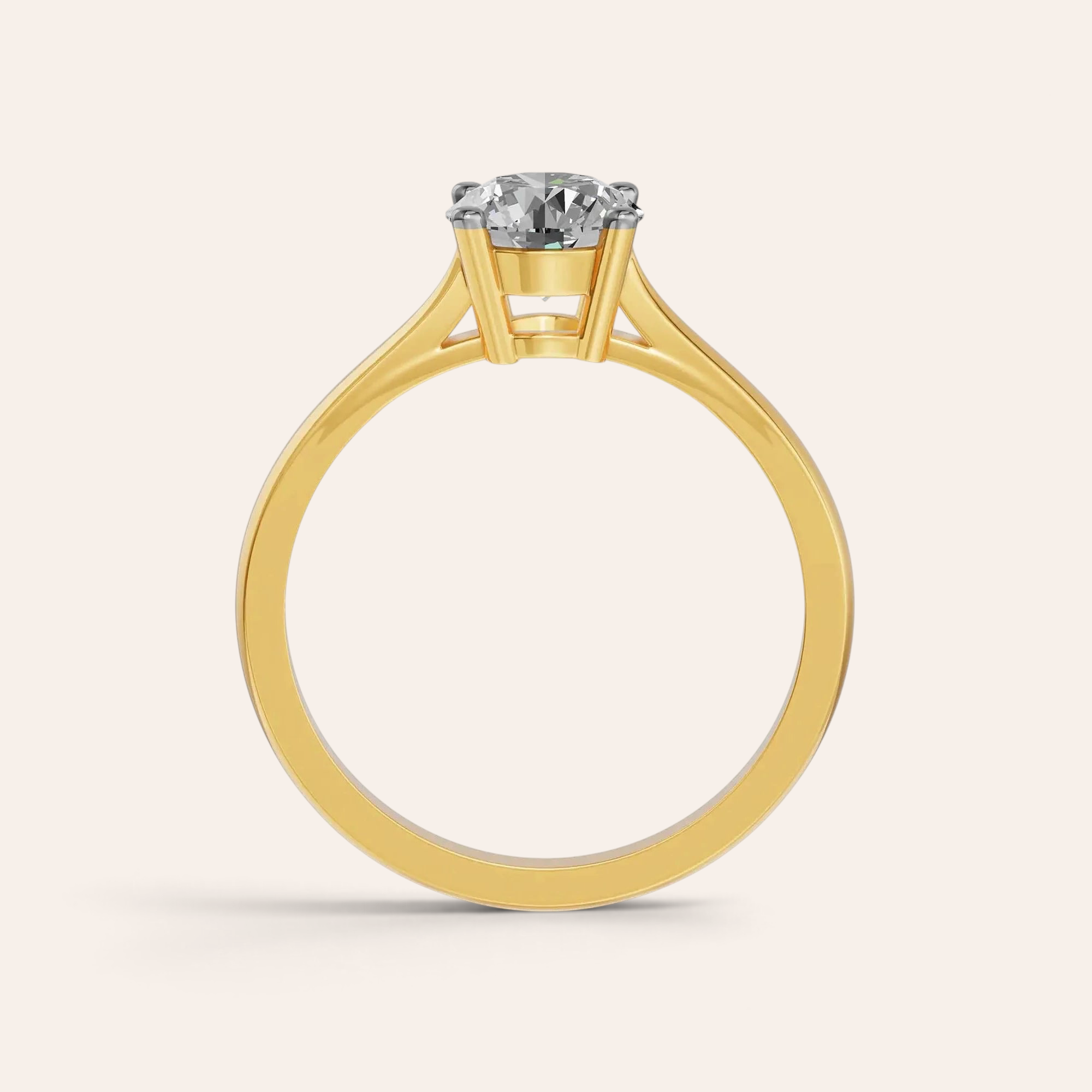 Louèn Diamonds solitaire verlovingsring met 1.0 karaat ronde diamant in 14k geelgoud, klassiek en elegant ontwerp.