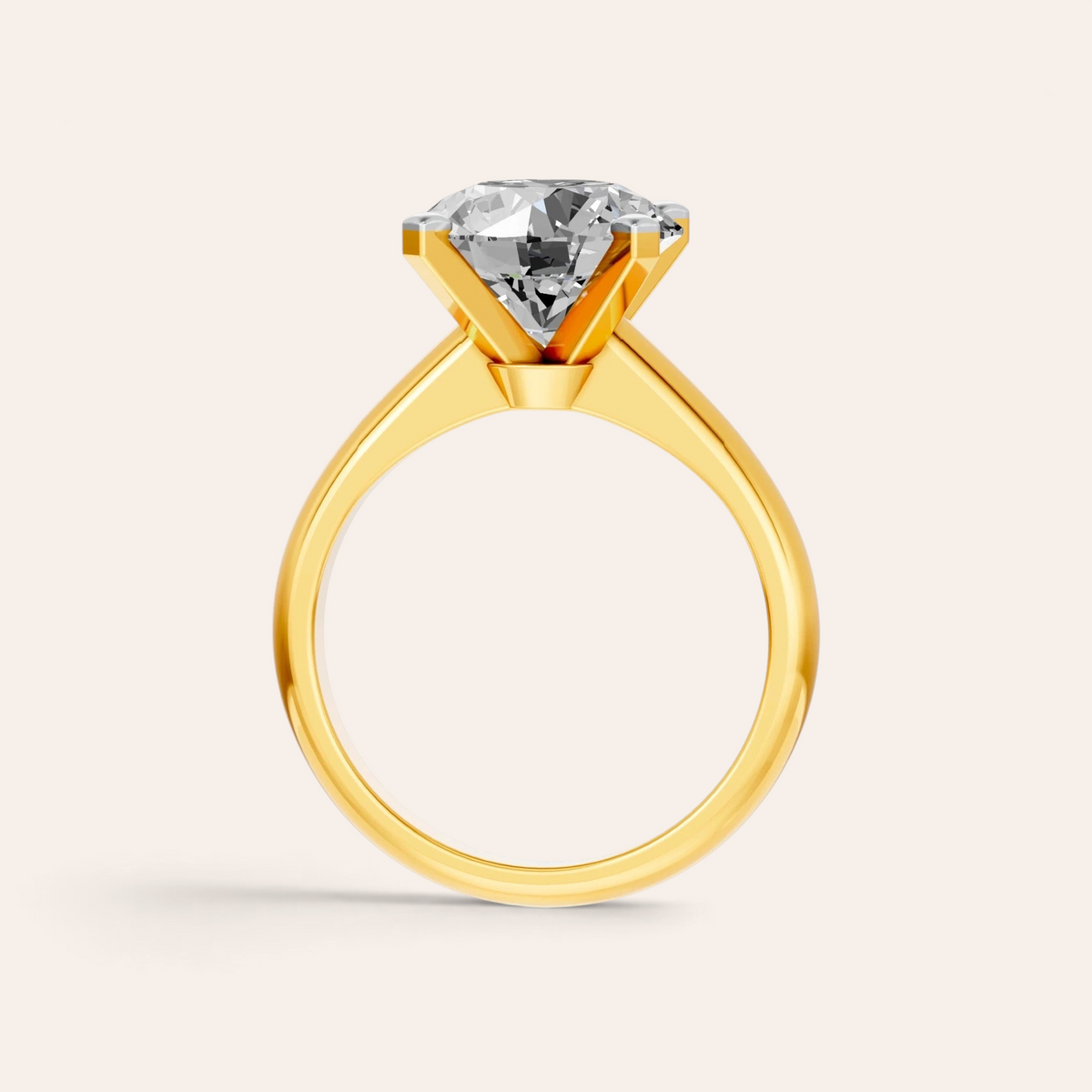 Louèn Diamonds solitaire verlovingsring met 4 karaat lab-grown diamant in 14 karaat geelgoud met vier-poots zetting