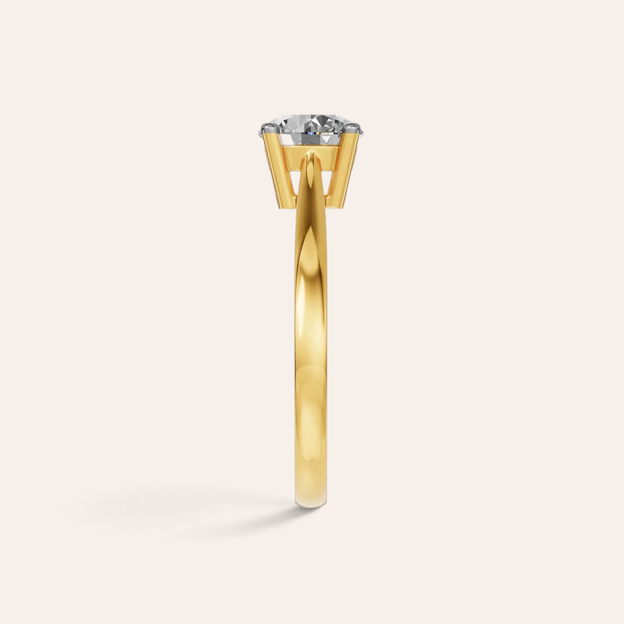 Louèn Diamonds solitaire verlovingsring met 1.0 karaat ronde diamant in 14k geelgoud, zijaanzicht