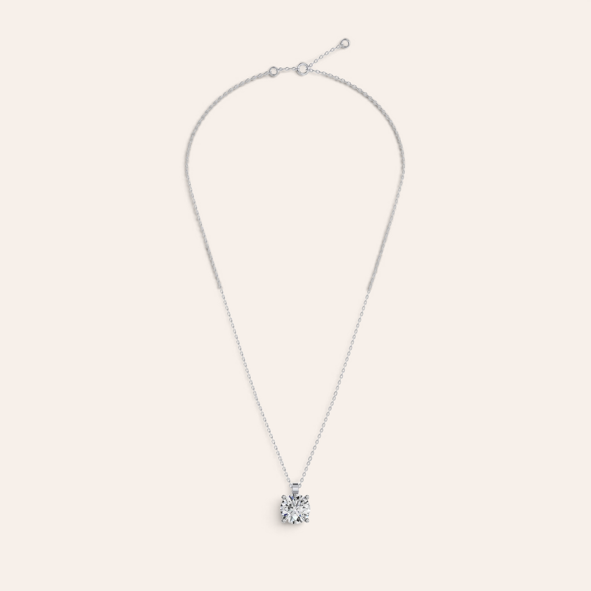Louèn Diamonds solitaire collier van 14k witgoud met een schitterende 2.5 karaat diamant aan een fijne ketting.