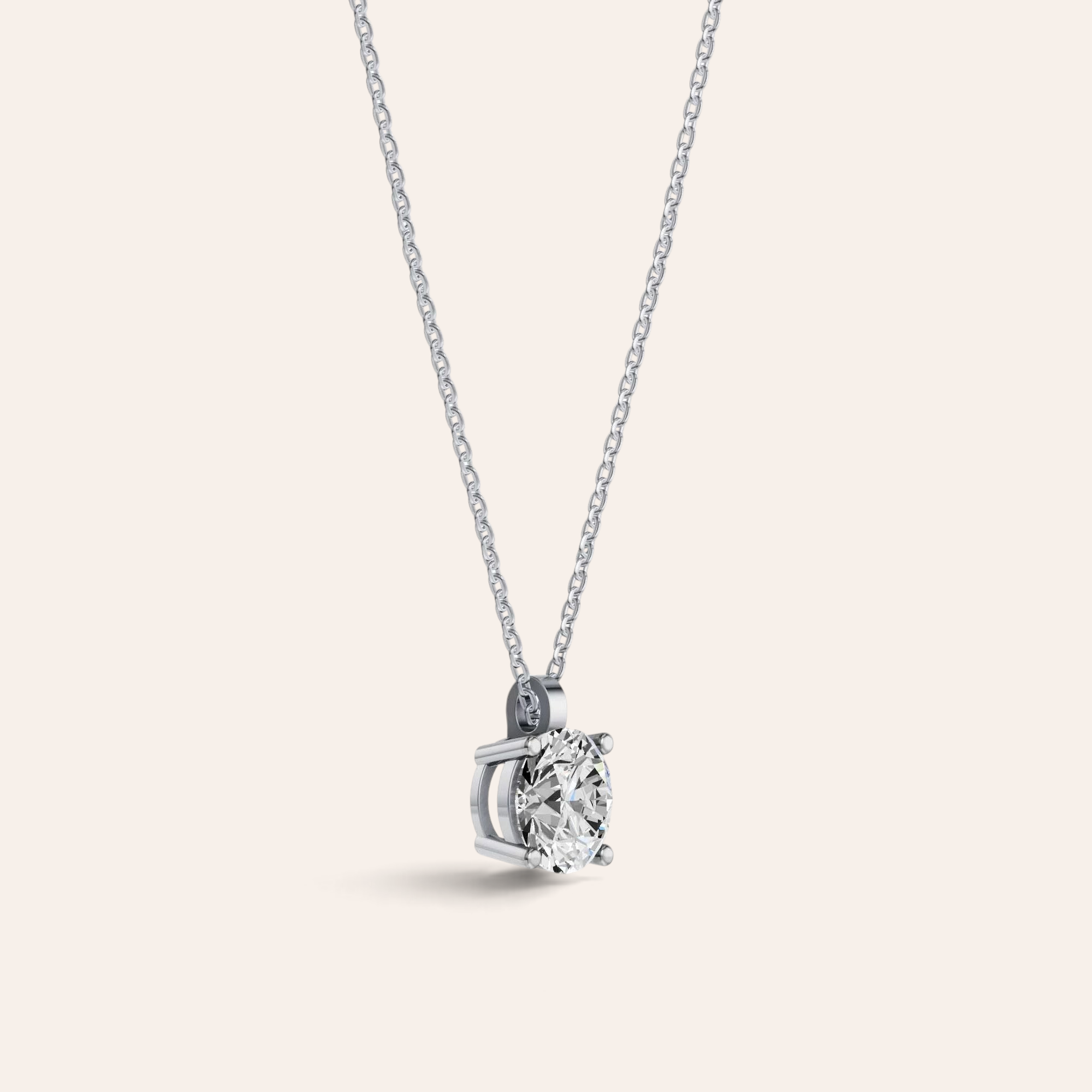 Louèn Diamonds solitaire collier met 2.0 karaat diamant in een verfijnde witgouden zetting aan een fijne ketting.