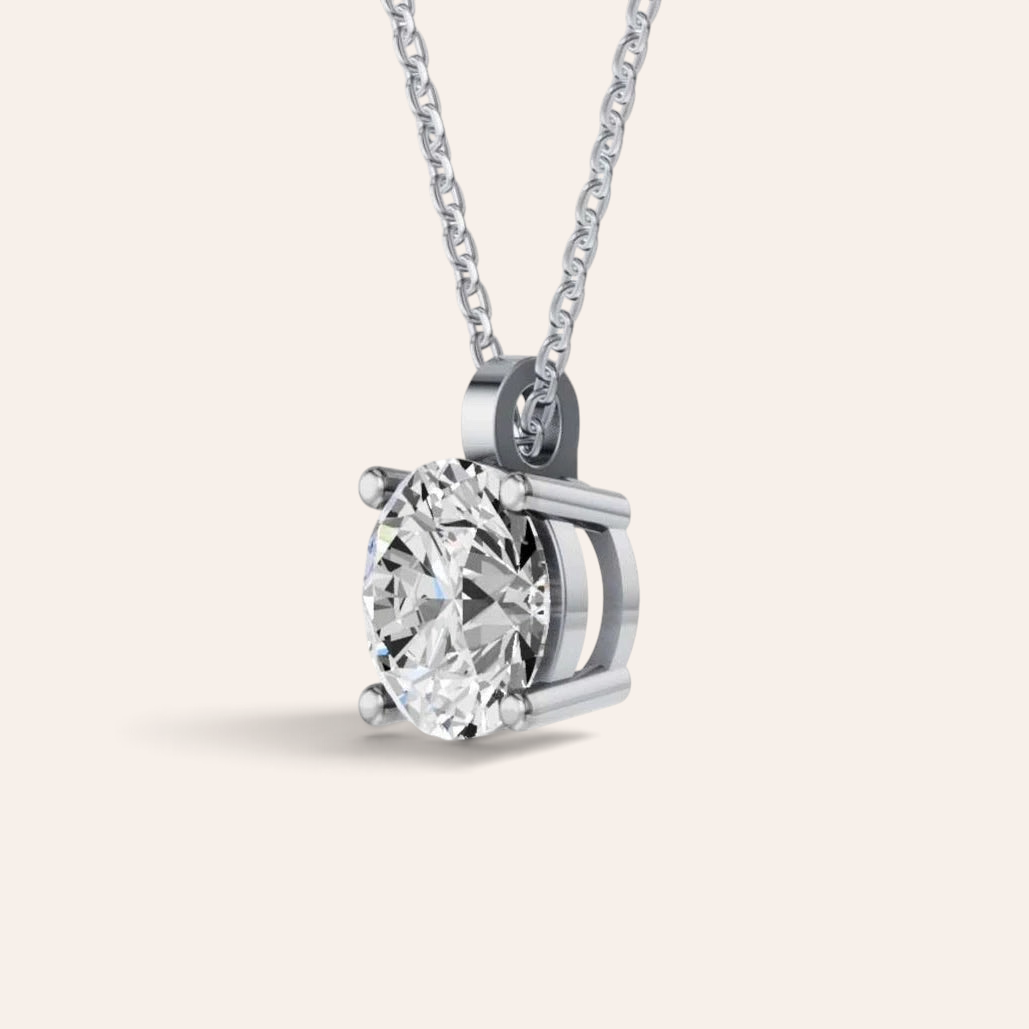Louèn Diamonds solitaire collier met 2.5 karaat diamant in 14k witgoud, elegant en tijdloos design.