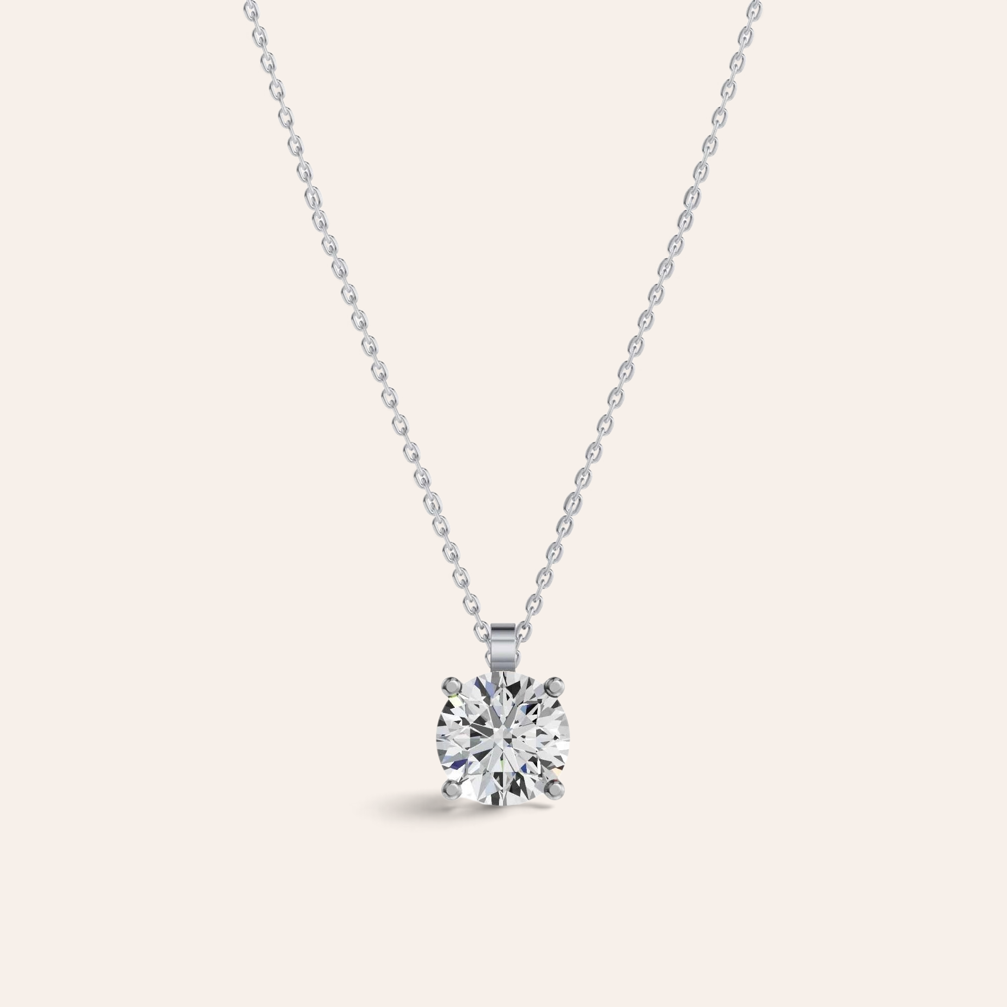 Louèn Diamonds solitaire collier met 2.0 karaat diamant in een verfijnde witgouden zetting aan een fijne ketting.