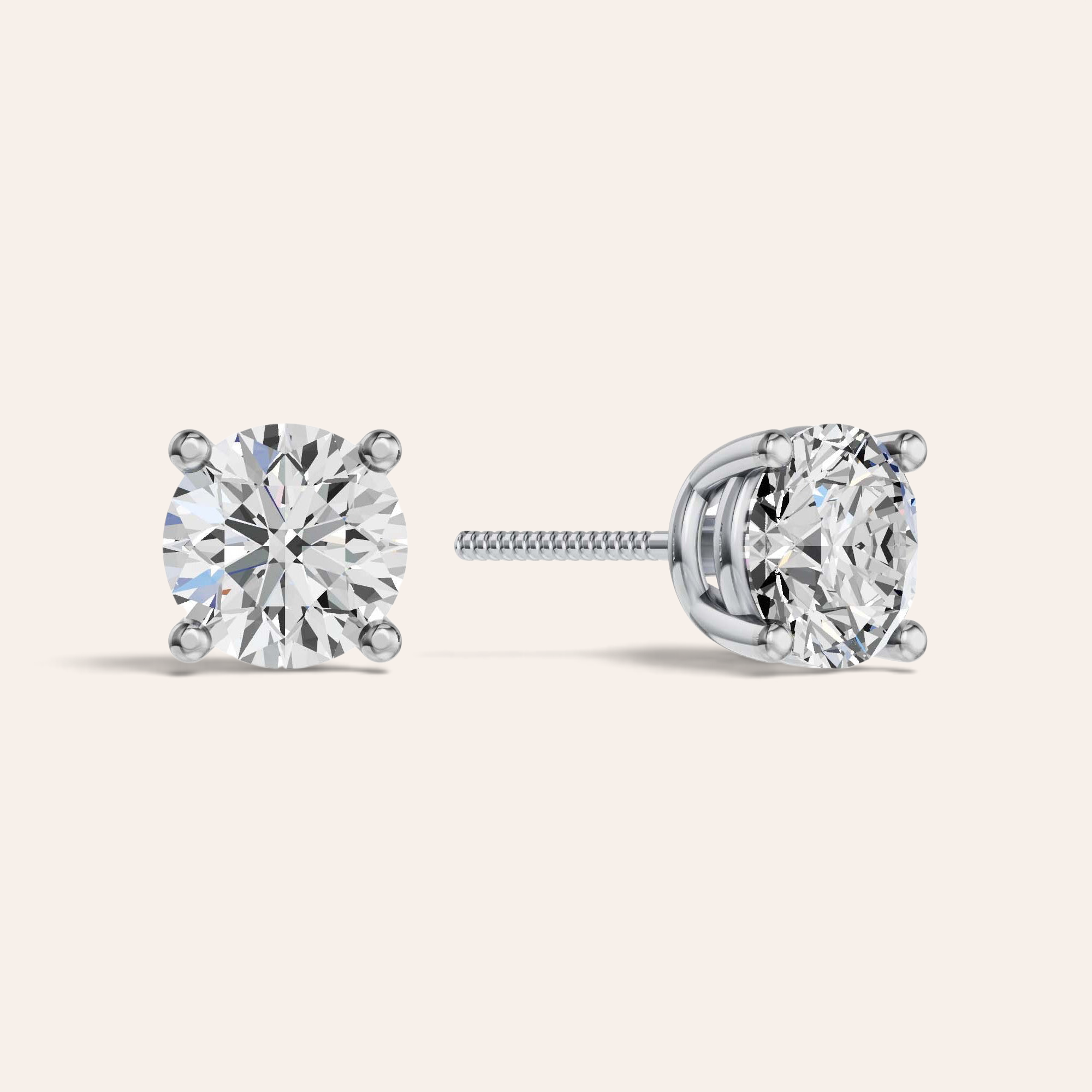 Louèn Diamonds solitaire oorbellen met 2.0 karaat diamanten in een witgouden 4-poots zetting