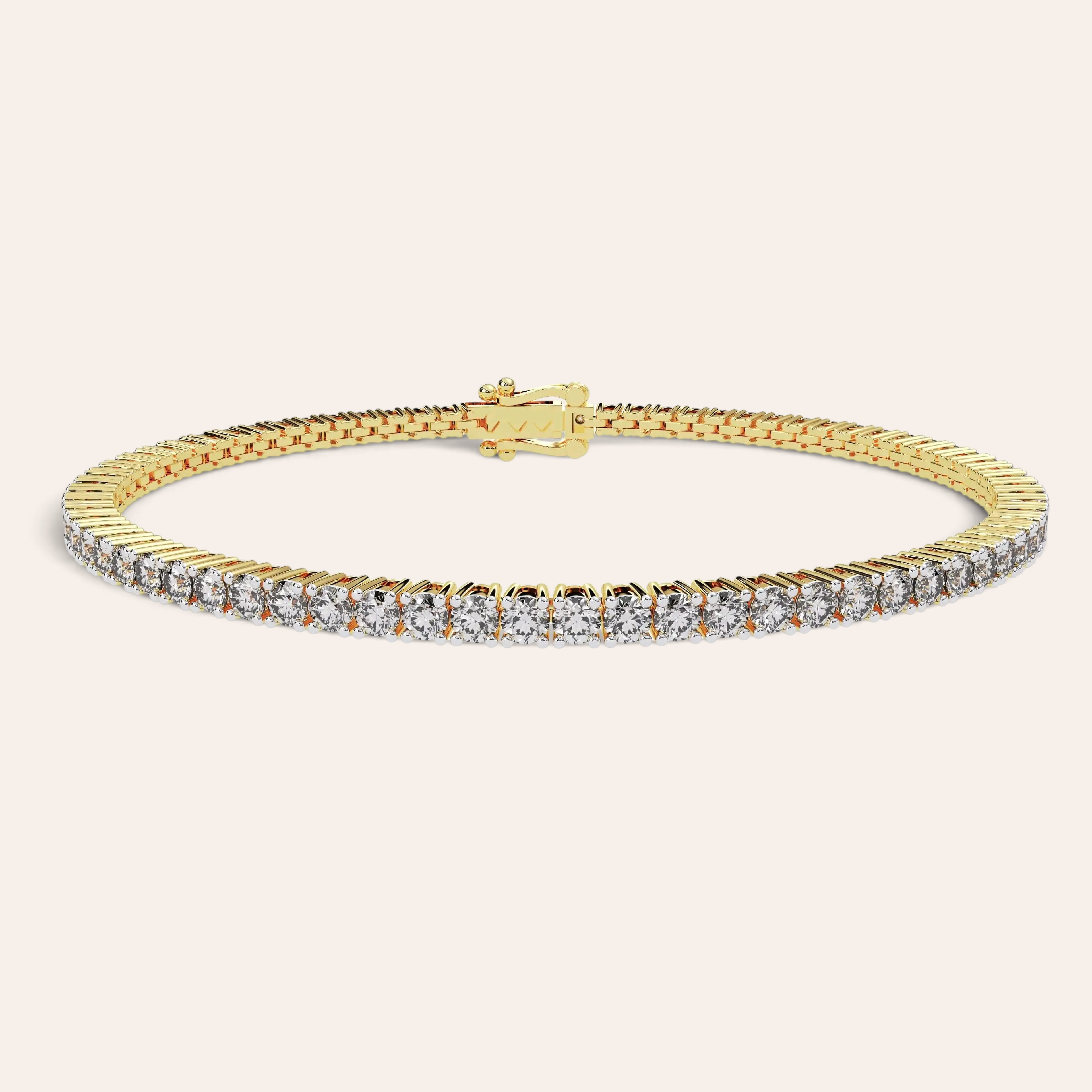 Louèn Diamonds tennisarmband van 14k geelgoud met 3,2 karaat sprankelende diamanten in een verfijnde rij.