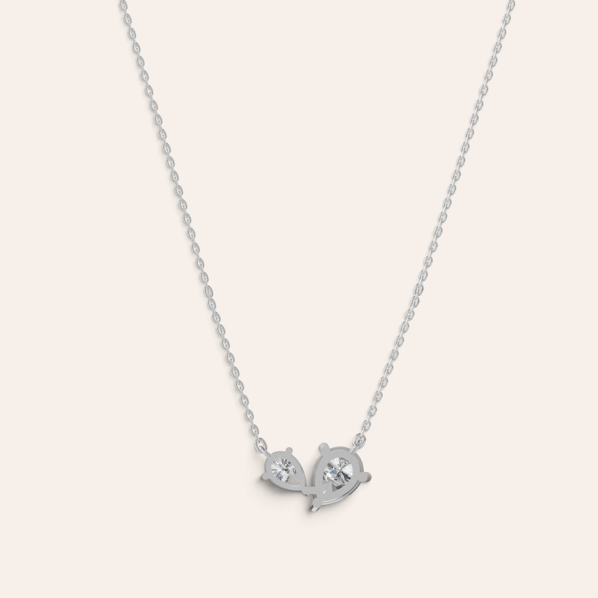 Louèn Diamonds Toi et Moi collier van 14k witgoud met twee lab-grown diamanten in een verfijnd elegant ontwerp.