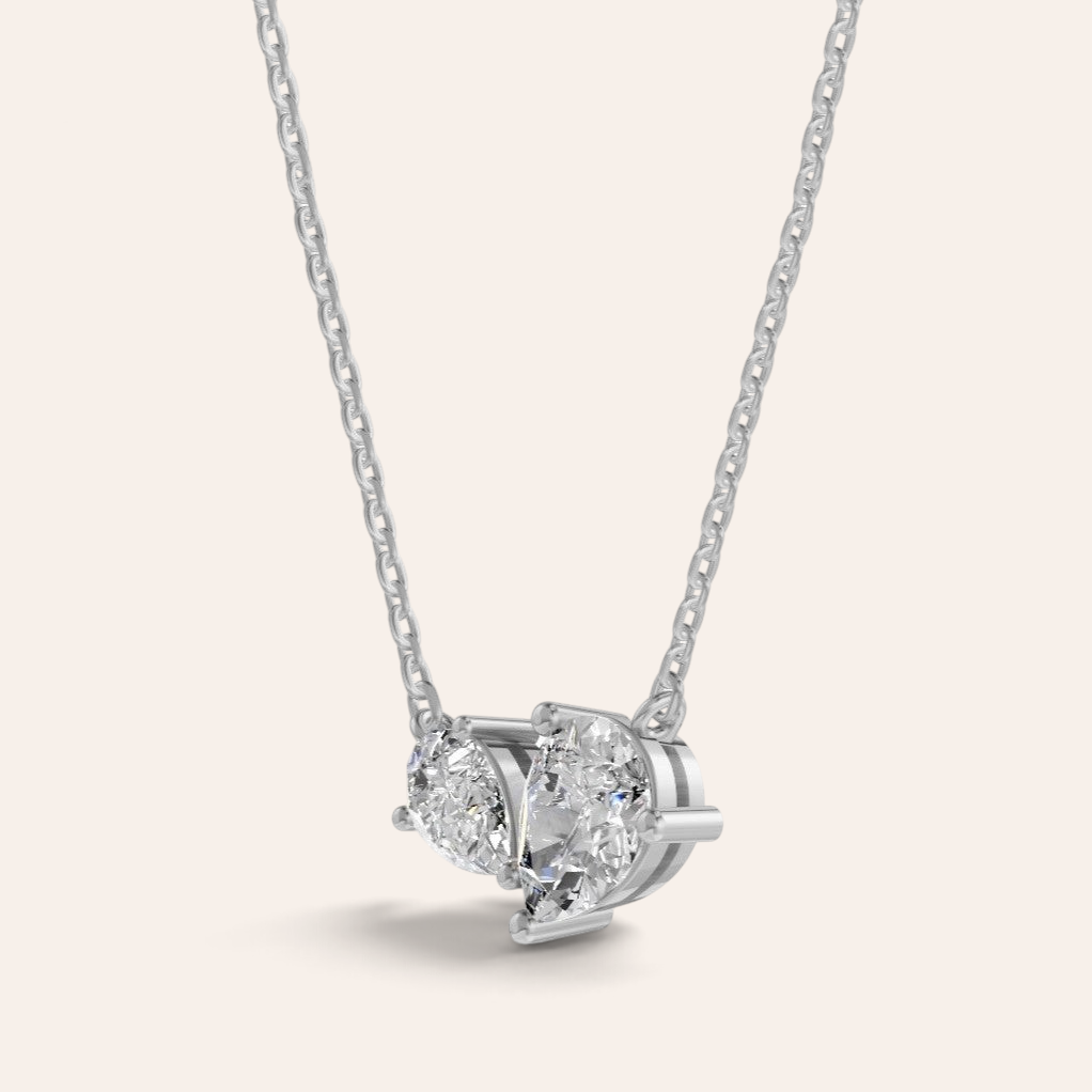 Louèn Diamonds Toi et Moi collier met twee peervormige lab-grown diamanten in 14k witgoud