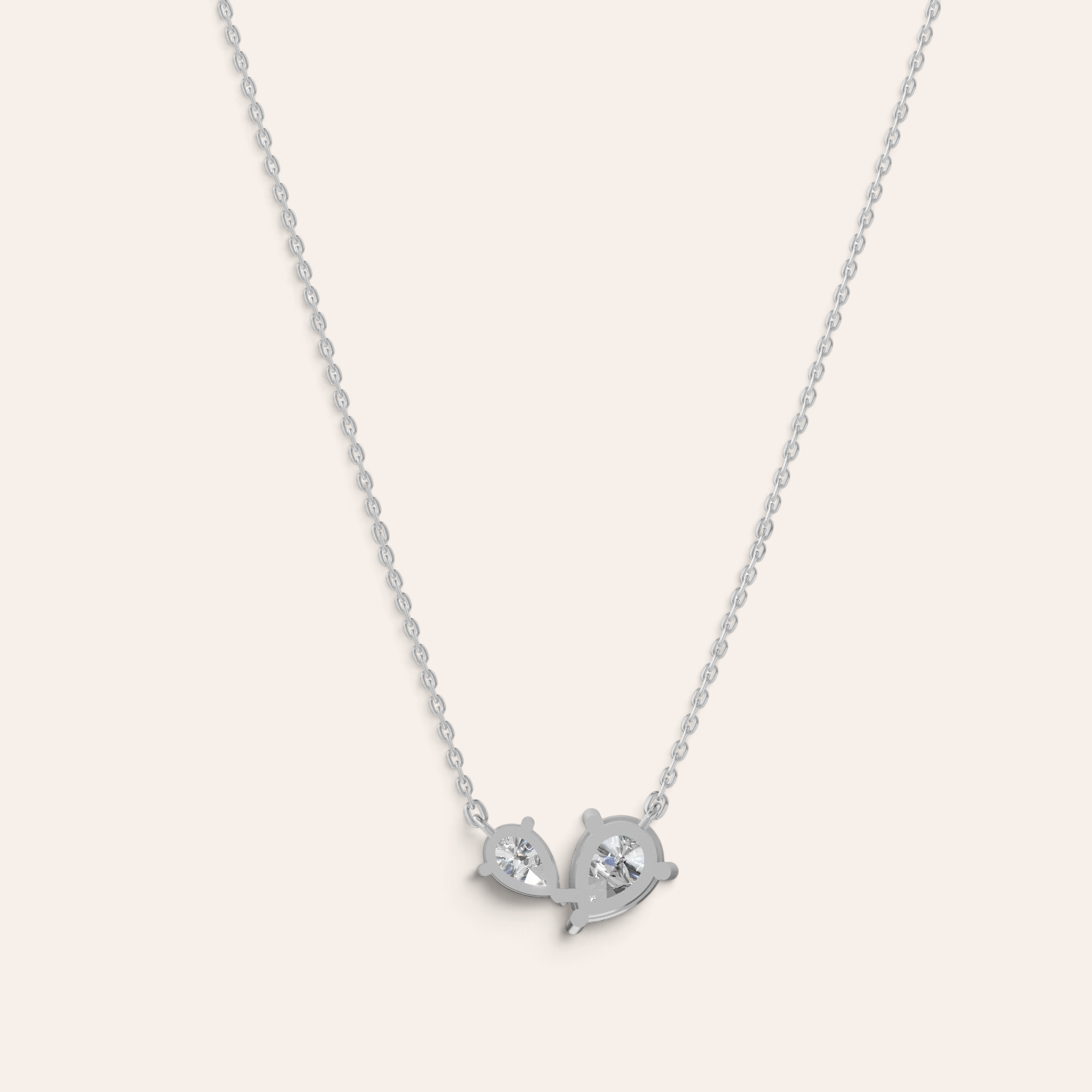 Louèn Diamonds Toi et Moi collier met twee peervormige lab-grown diamanten in 14k witgoud